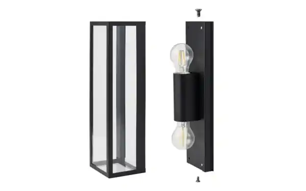 Bild 2 von Wandleuchte Amezola, klar/schwarz, IP44, 38 cm