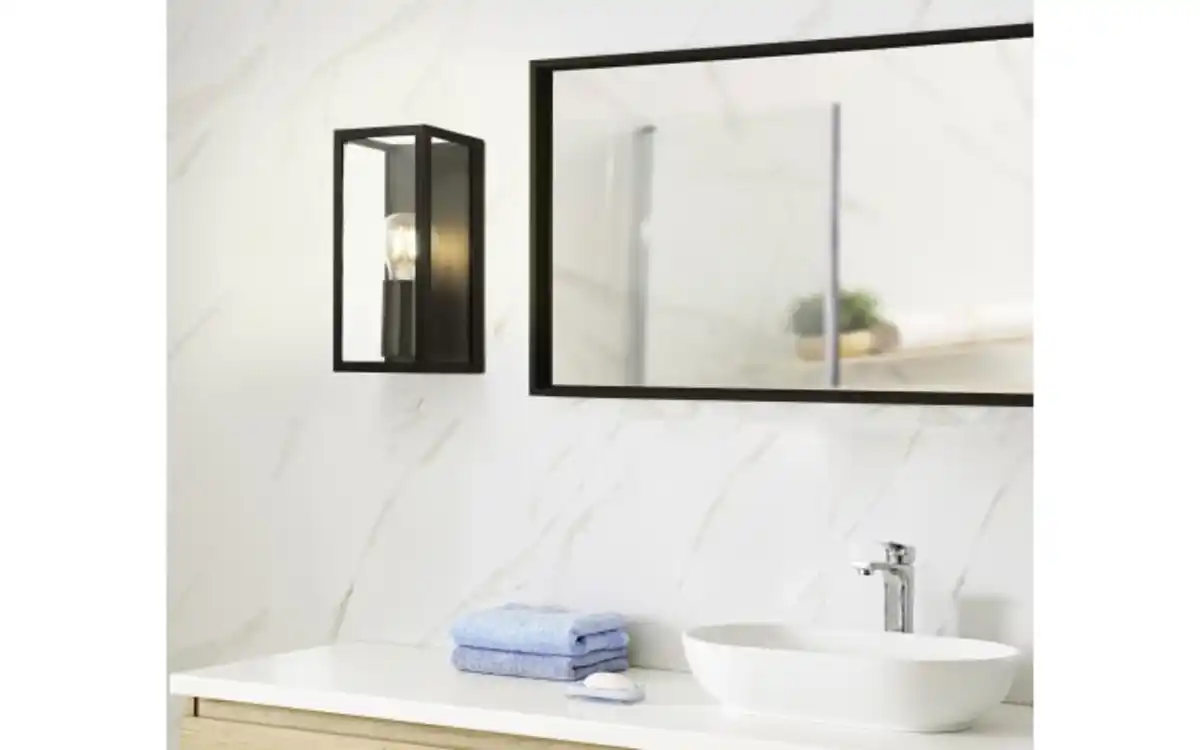 Bild 3 von Wandleuchte Amezola, klar/schwarz, IP44, 26 cm