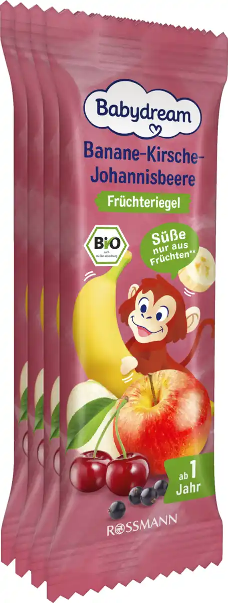 Bild 2 von Babydream Bio Früchteriegel (4x25g) Banane-Kirsche-Johannisbeere, 4 Stück, 100 g