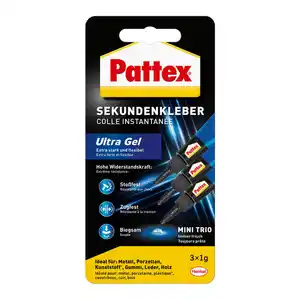 Pattex Ultra Gel Mini Trio Sekundenkleber 3x1g, 5 g