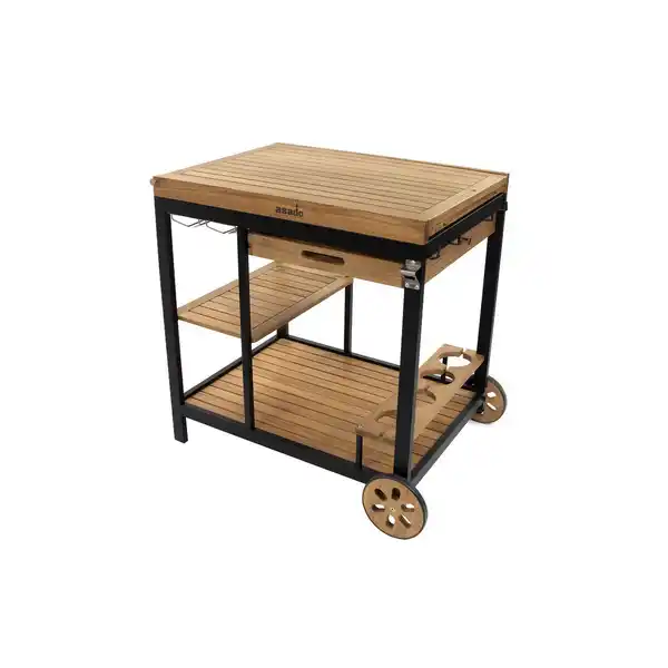 Bild 1 von Asado Grillwagen 'Jack' Akazienfarben/schwarz 92 x 82 x 64 cm