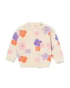 Babypullover mit Blumen ecru