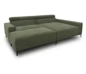 DOMO Eck-Schlafsofa mit Hocker, grün rechtsbündig