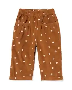 Babyhose aus Kord mit Blumen braun