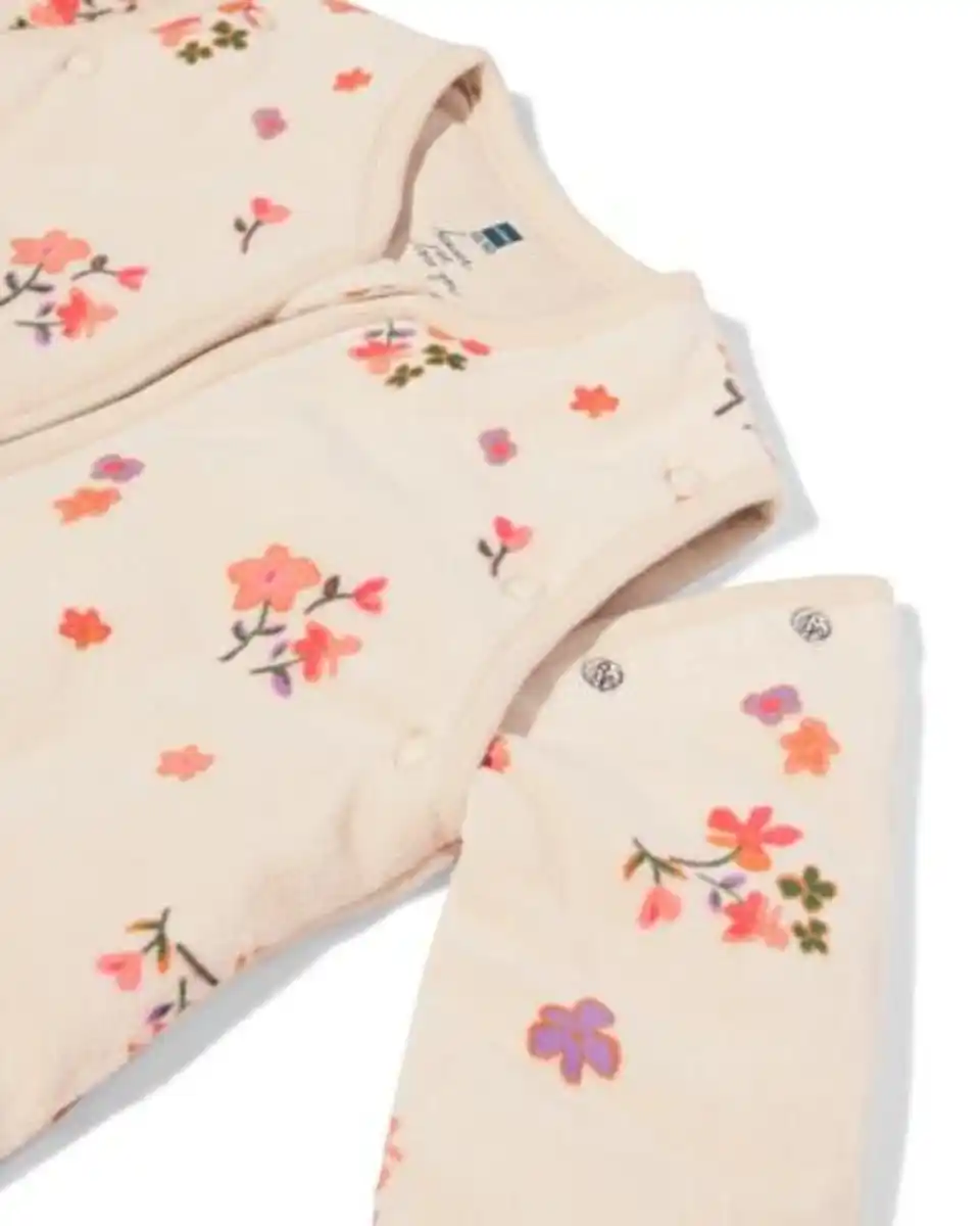 Bild 3 von Schlafsack mit abnehmbaren Ärmeln aus Samt, 3,0 TOG, Blumen beige