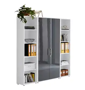 Aktenschrank Office Edition Sw Set 3 hoch Weiß/Anthrazit, Weiß, Anthrazit Hochglanz