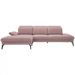 Stylife Ecksofa, Hellrosa, Textil, 4-Sitzer, Ottomane links, L-Form, 289x180 cm, Stoffauswahl, seitenverkehrt erhältlich, Hocker Rücken echt, Wohnzimmer, Sofas & Couches, Wohnlandschaften, Ecksofas