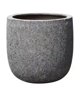 Dehner Polystone-Topf Lava, rund, schwarz
