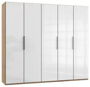Drehtürenschrank ca. 250 cm Level 36D Weiß/Eiche Dekor, Eichefarben, Weiß Hochglanz