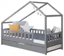 Bild 1 von Hausbett Lou m. Zusatzbett ca. 90x200 cm Holz Hellgrau, Hellgrau