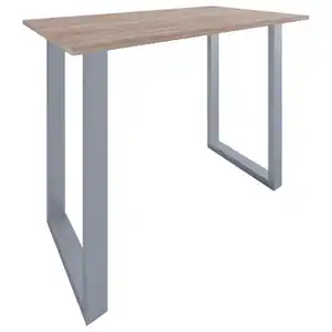 Bartisch, Silber, Sonoma Eiche, Metall, Holzwerkstoff, rechteckig, U-Form, 80x102x140 cm, schnell aufzubauende und stabile Arbeitsfläche, Esszimmer, Tische, Stehtische