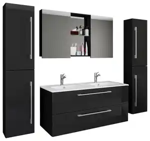 Badezimmer Budasi 5-tlg. ca. 178 cm Schwarz, Schwarz