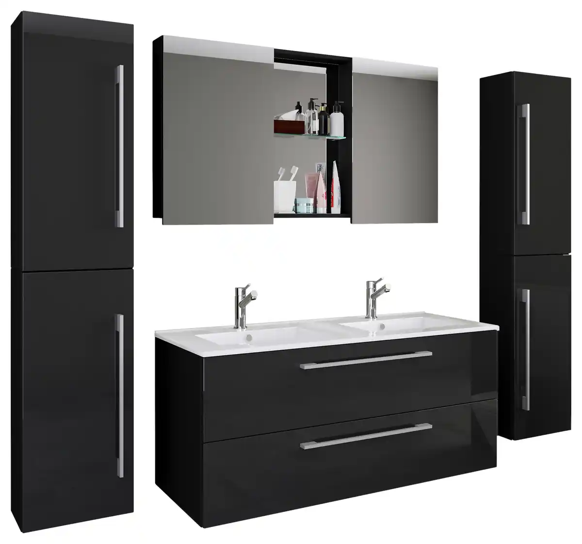 Bild 1 von Badezimmer Budasi 5-tlg. ca. 178 cm Schwarz, Schwarz