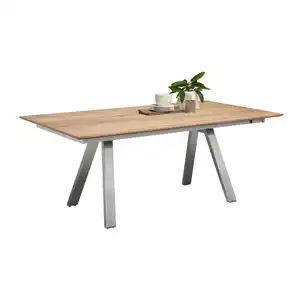 Venjakob Esstisch, Eiche, Edelstahl, Holz, Metall, Eiche, furniert, rechteckig, eckig, 100x75x220-320 cm, Goldenes M, Made in Germany, Dgm, DGM-Emissionslabel, ausziehbar, in verschiedenen Größen u
