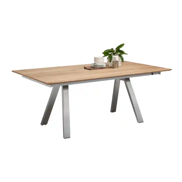 Bild 1 von Venjakob Esstisch, Eiche, Edelstahl, Holz, Metall, Eiche, furniert, rechteckig, eckig, 100x75x220-320 cm, Goldenes M, Made in Germany, Dgm, DGM-Emissionslabel, ausziehbar, in verschiedenen Größen u