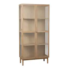 Boxxx Vitrine, Eiche, Holz, Eiche, massiv,massiv, teilmassiv, 3 Fächer, 90x190x40 cm, stehend, Esszimmer, Vitrinen