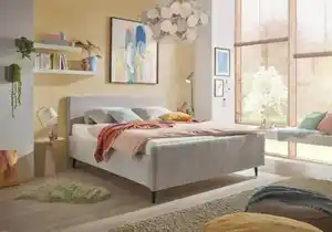 Polsterbett Peach ca. 160x200 cm Hellgrau, Hellgrau