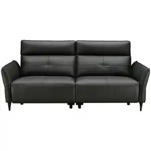Novel 2-Sitzer-Sofa, Schwarz, Leder, Echtleder, Spaltleder, Büffelleder, 191x98x101 cm, Relaxfunktion, Wohnzimmer, Sofas & Couches, Sofas, Ledersofas