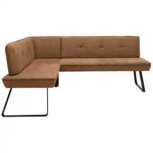 Dieter Knoll Eckbank, Schwarz, Cognac, Metall, Textil, 3-Sitzer, L-Form, 192x134 cm, Emas, Dgm, Fußauswahl, Lederauswahl, Stoffauswahl, Typenauswahl, Esszimmer, Bänke, Eckbänke
