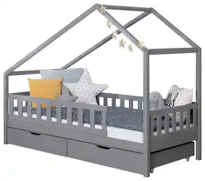 Hausbett Lou ca. 100x200 cm Holz Hellgrau, Hellgrau