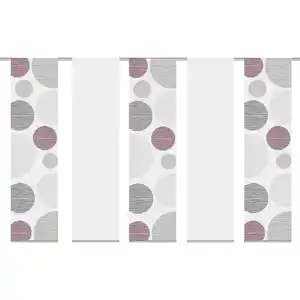 Flächenvorhang Borden, Bordeaux, Textil, Kreise, 60x245 cm, mit Beschwerungsstab, Paneelwagen, Seidenoptik, Metallabschlussleisten, Wohntextilien, Gardinen & Vorhänge, Schiebegardinen