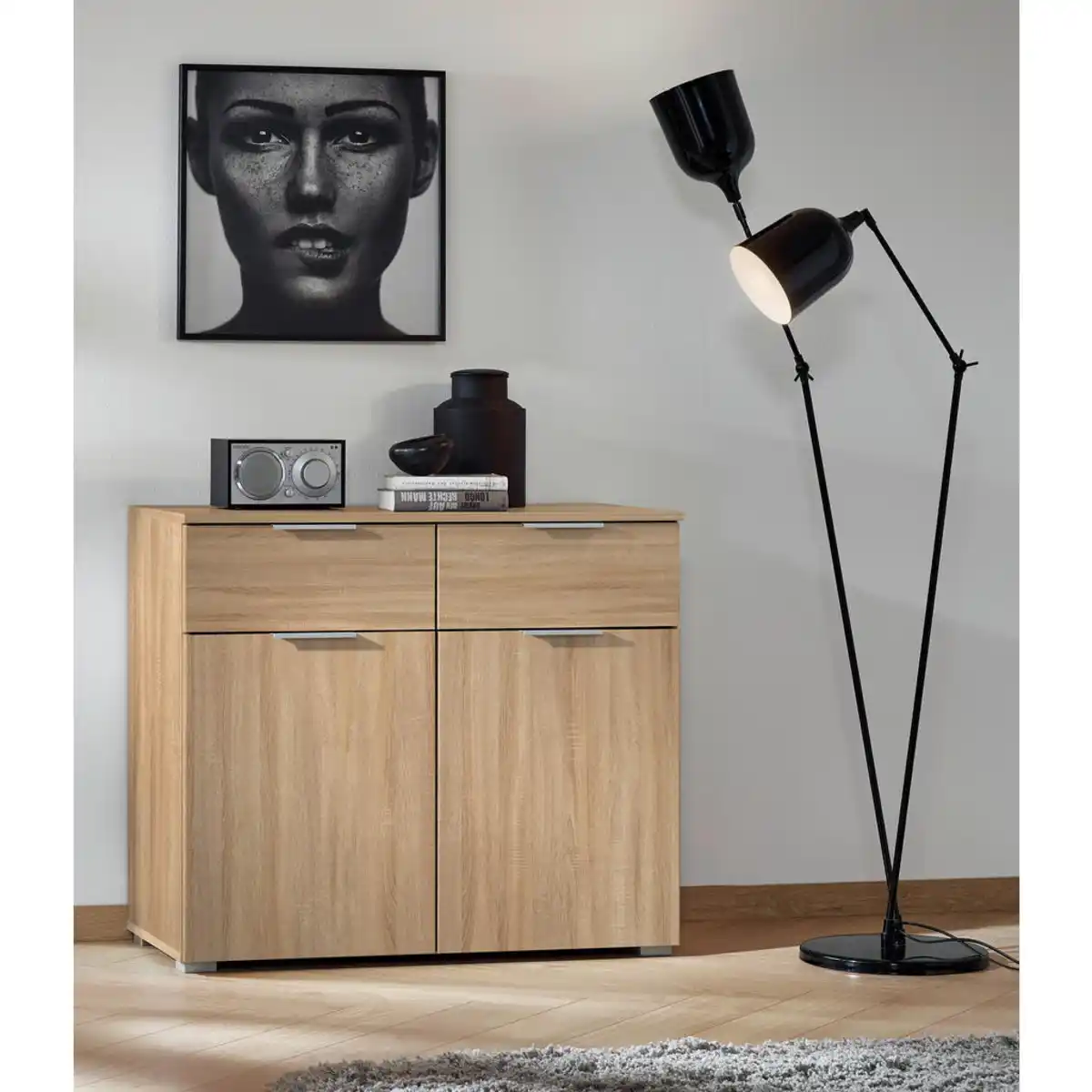 Bild 1 von Rauch Möbel Kommode Rauch Alabama, Sonoma Eiche, Holzwerkstoff, 2 Schubladen, 80x81x42 cm, Blauer Engel, Goldenes M, BQ - Bündnis für Qualität, Made in Germany, in verschiedenen Größen erhältl