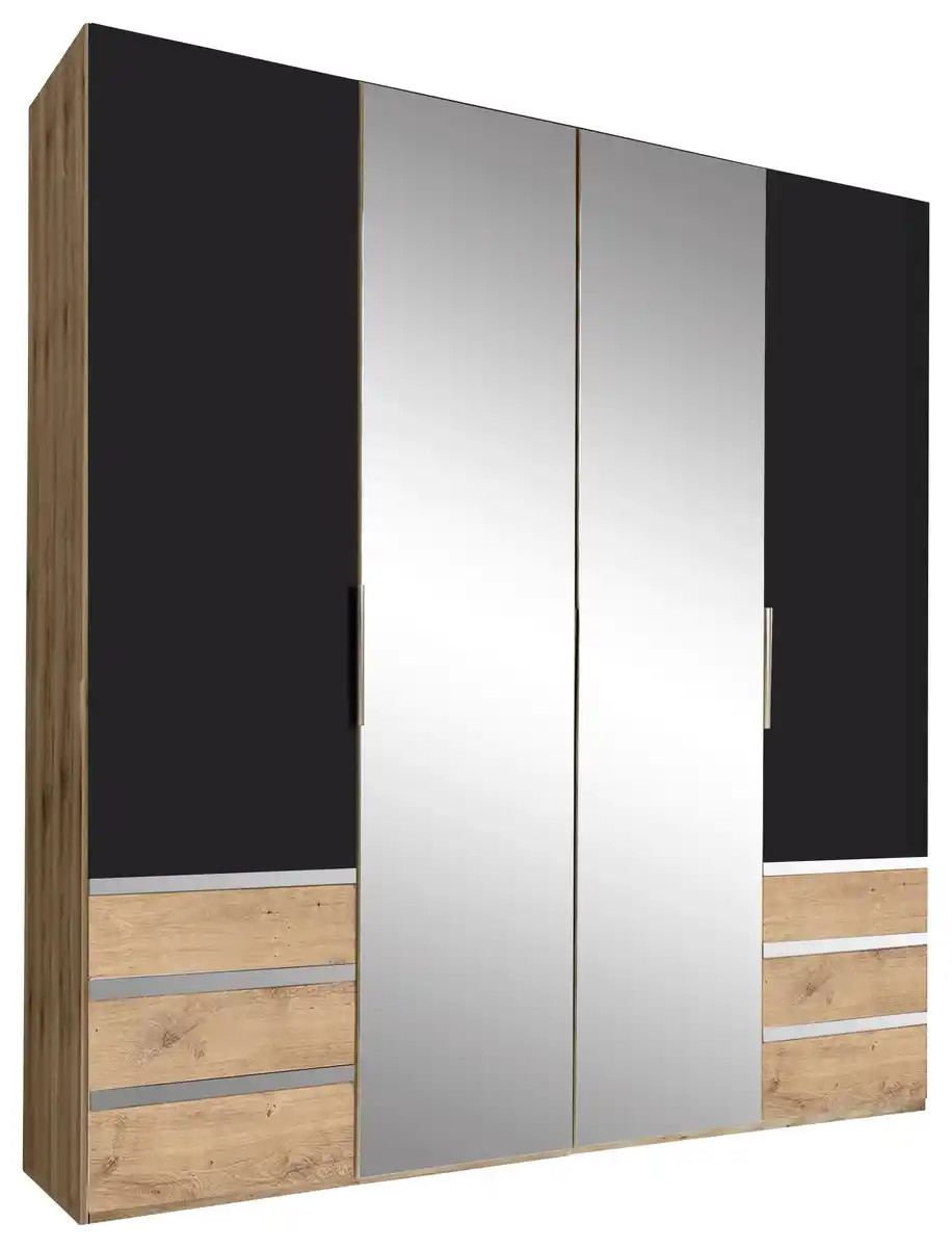 Bild 1 von Drehtürenschrank Level 36A mit Spiegel ca.200cm Graphitfarben, Graphitfarben, Eichefarben, Silberfarben