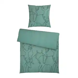 Novel Bettwäsche, Dunkelgrün, Textil, Rentier, 135x200 cm, pflegeleicht, hautfreundlich, angenehm wärmend, samtiger Griff, weiche und anschmiegsame Oberfläche, Schlaftextilien, Bettwäsche, Bettw