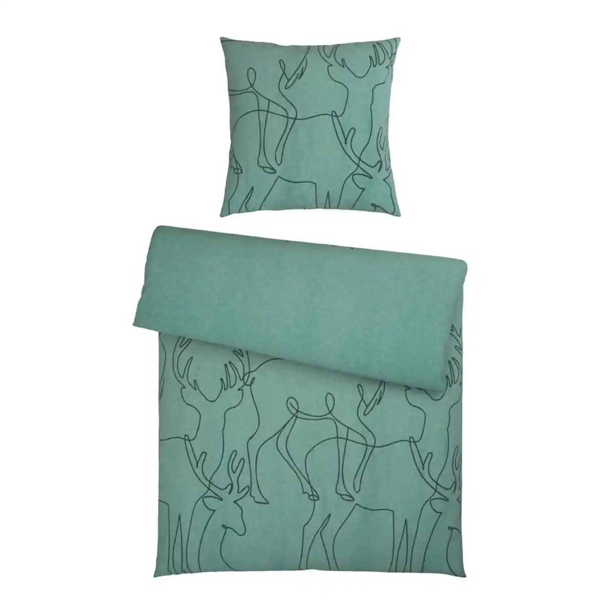 Bild 1 von Novel Bettwäsche, Dunkelgrün, Textil, Rentier, 135x200 cm, pflegeleicht, hautfreundlich, angenehm wärmend, samtiger Griff, weiche und anschmiegsame Oberfläche, Schlaftextilien, Bettwäsche, Bettw