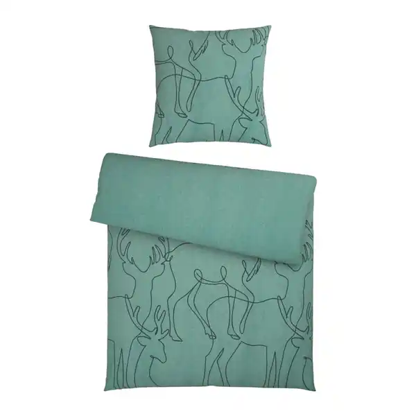 Bild 1 von Novel Bettwäsche, Dunkelgrün, Textil, Rentier, 135x200 cm, pflegeleicht, hautfreundlich, angenehm wärmend, samtiger Griff, weiche und anschmiegsame Oberfläche, Schlaftextilien, Bettwäsche, Bettw