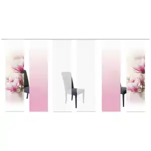 Flächenvorhang, Rosa, Textil, Blume, 6x60x245 cm, mit Paneelwagen, Seidenoptik, Wohntextilien, Gardinen & Vorhänge, Schiebegardinen