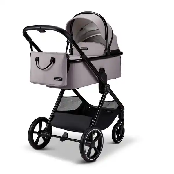 Bild 1 von Moon Kombikinderwagen Aura, Hellgrau, Textil, 61x120x86 cm, EN 1888, Feststellbremse, Fußstütze abklappbar, Federung, 5-Punkte-Gurt, für Babyschale geeignet, Griff in Lederoptik, mit Tragegriff, S