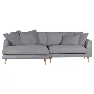 Landscape Ecksofa Amaro, Grau, Textil, 3-Sitzer, Ottomane links, L-Form, 270x140 cm, Stoffauswahl, seitenverkehrt erhältlich, Rücken echt, Armteil links, rechts, Wohnzimmer, Sofas & Couches, Wohnla