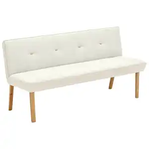 Linea Natura Sitzbank, Creme, Holz, Textil, Eiche, vollmassiv, 2-3-Sitzer, 157x88x63 cm, Esszimmer, Bänke, Sitzbänke