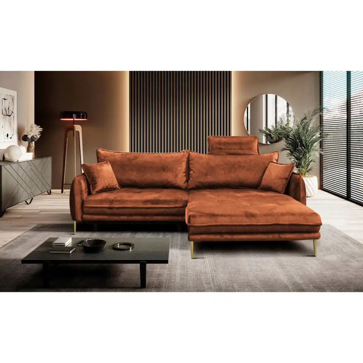 Bild 1 von Mid.you Ecksofa, Rost, Textil, Ottomane rechts, L-Form, 264x196 cm, Made in EU, Liegefunktion, Wohnzimmer, Sofas & Couches, Wohnlandschaften, Ecksofas