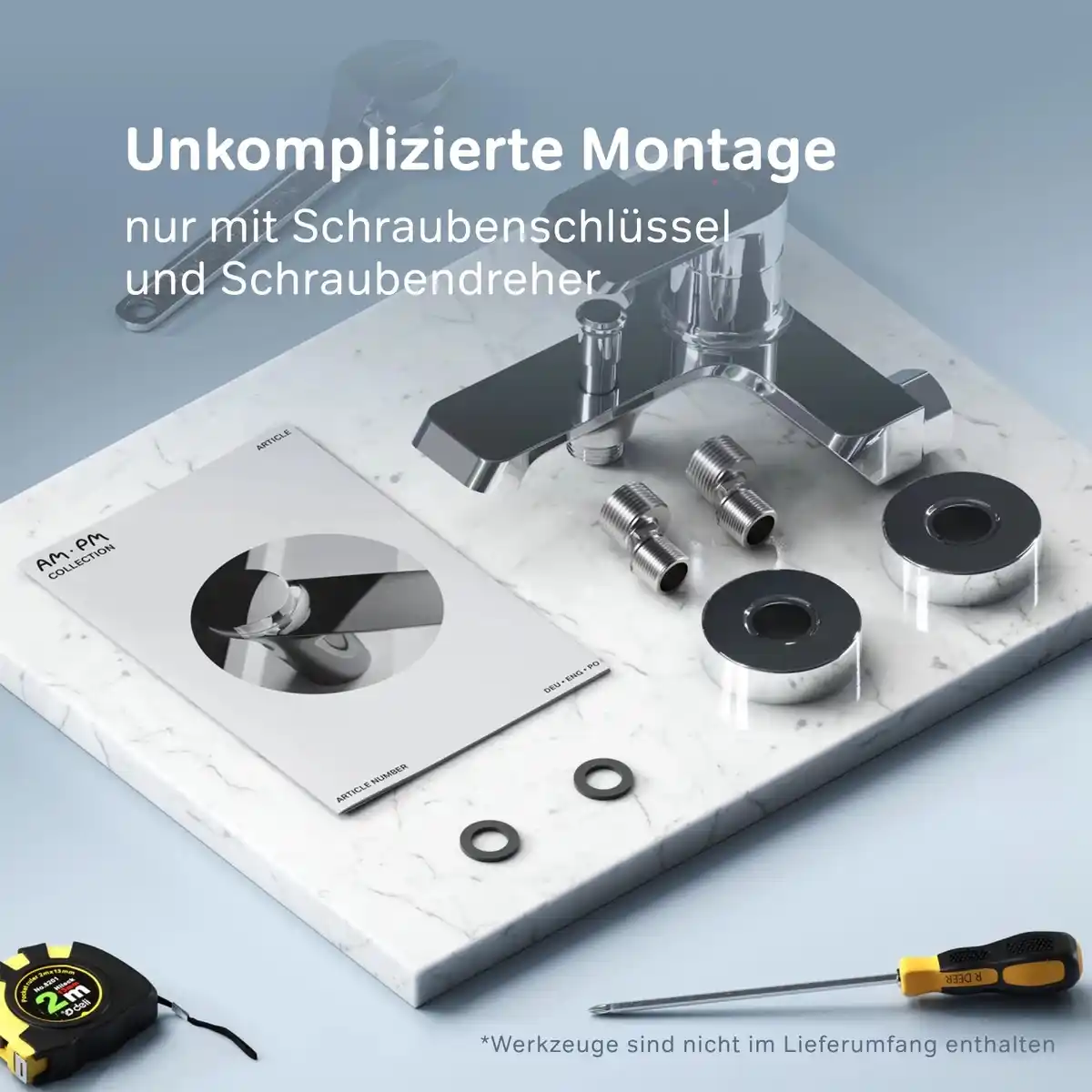 Bild 2 von AM.PM Einhebel-Wannenarmatur / Brausearmatur, Wasserhahn Bad, Wannenbatterie FNA10000 Flash Aufputz Chrom