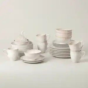 Costa Nova Kombiservice Taormina, Weiß Hochglanz, Keramik, 30-teilig, 410 ml,650 ml, Handmade in Europe, lebensmittelecht, Essen & Trinken, Geschirr, Geschirr-Sets, Kombiservice