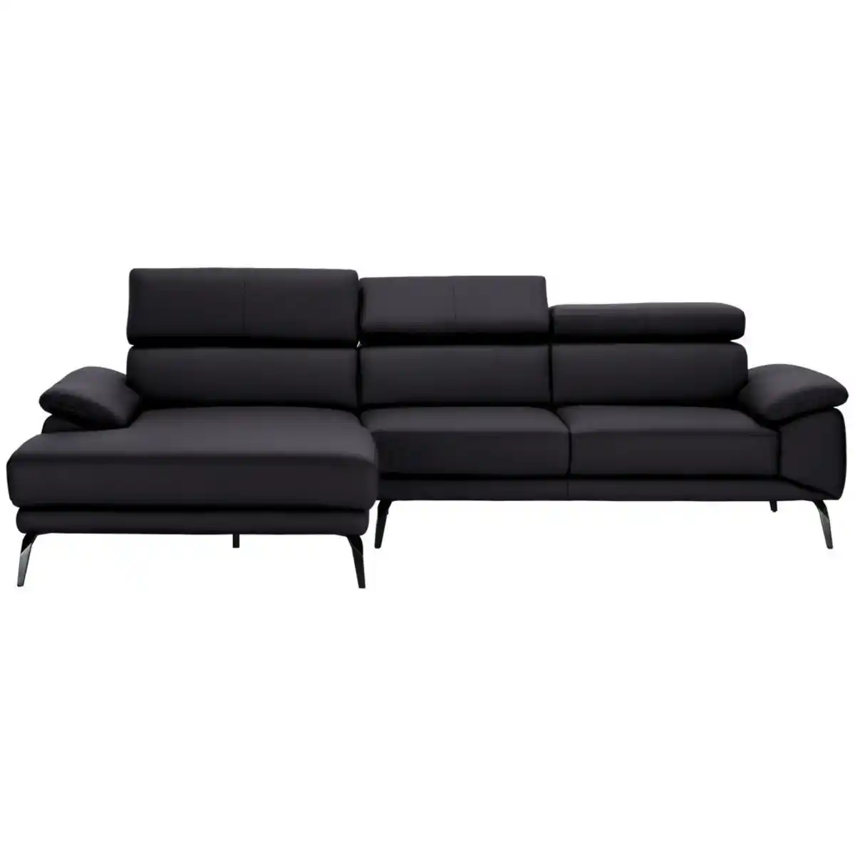Bild 1 von Novel Ecksofa, Dunkelbraun, Leder, Echtleder, Rindleder, 4-Sitzer, Ottomane links, L-Form, 295x187 cm, Typenauswahl, Lederauswahl, Stoffauswahl, seitenverkehrt erhältlich, Hocker Rücken echt, Wohnz