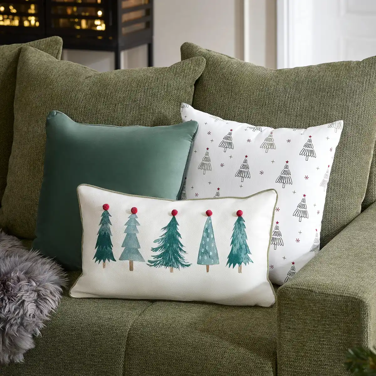 Bild 1 von Zierkissen Bäume Weiß ca. 45x45cm, Weiß