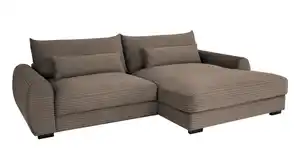 Ecksofa Cord braun 265 x 180 cm - OT rechts - MARK
