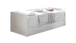 Jugendbett ausziehbar mit Schubladen weiß 90 x 200 cm - SALIAS