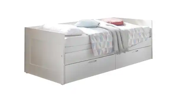 Bild 1 von Jugendbett ausziehbar mit Schubladen weiß 90 x 200 cm - SALIAS