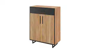Schuhschrank mit Schublade Eiche teilmassiv geölt 82 x 100 cm - BELLA