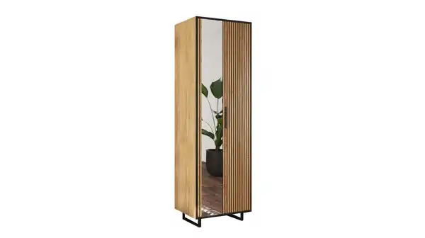 Bild 1 von Garderobenschrank mit Spiegel Eiche teilmassiv geölt 70 cm - BELLA
