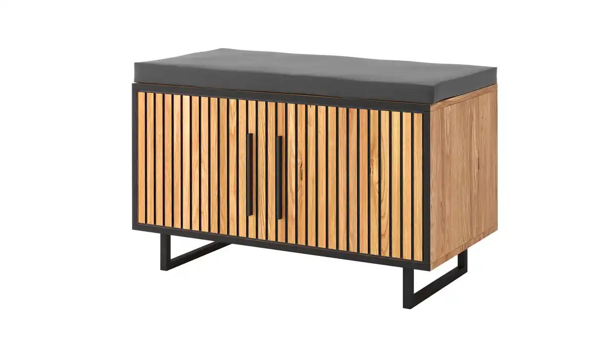 Bild 1 von Garderobenbank mit Stauraum Eiche teilmassiv geölt 82 cm - BELLA