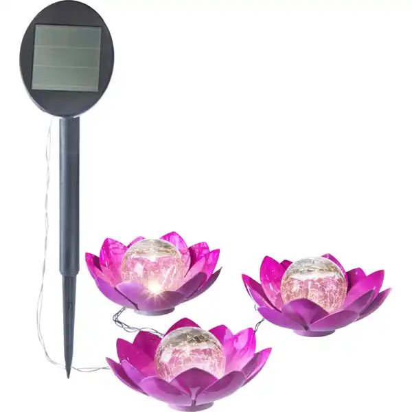 Bild 1 von LED Solar Gartenleuchten Lotusblume 3er-Set