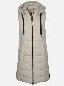 Damen Steppweste in langer Form Beige