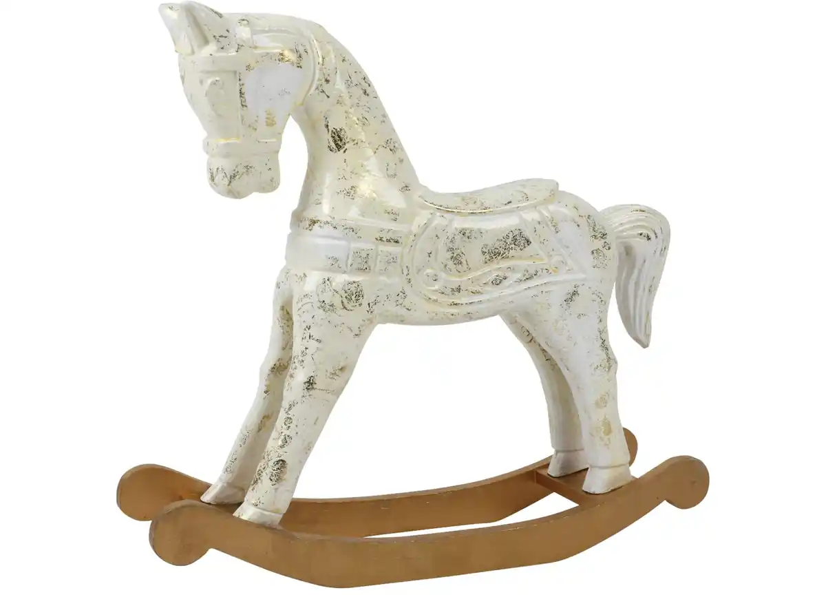 Bild 1 von Großes Deko-Schaukelpferd aus Holz mit Goldschimmer