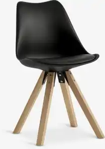 Esszimmerstuhl BLOKHUS schwarzes Kunstleder/natur