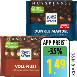 Ritter Sport Schokolade Nuss- oder Kakao-Klasse